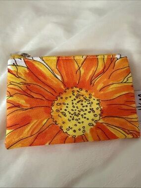 Clinique Orange and Yellow Floral Zip Pouch